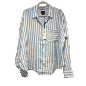 NICOLE MILLER New York Sz L 100% Linen Perfectly Oversized Relaxed Look | NWT